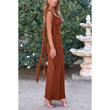 PRETTYGARDEN Women's Summer Long Formal Wedding Guest Dress Sleeveless Ruffle Cocktail Party Maxi Bodycon Dresses (Caramel,Small)