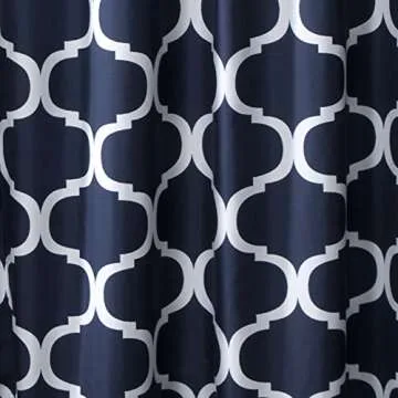 Lush Decor Bathroom Shower Curtain with Bold Trellis Print on Soft Navy Fabric, Washable and Durable, 72" x 72"