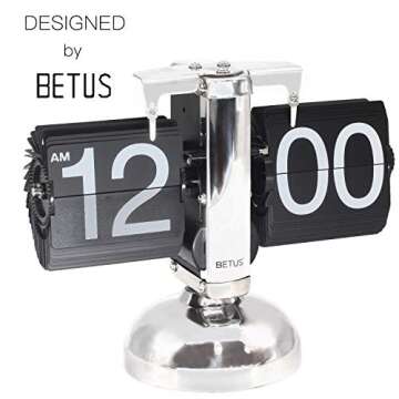 Betus Flip Desk Clock - Mechanical Retro Style -Digital Display Battery Powered - Home & Office Déc...