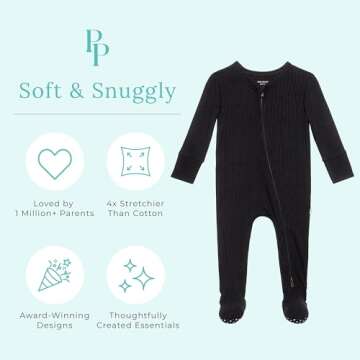 Posh Peanut Baby Boy Footie Pajamas - Soft Bamboo 2-Way Zipper