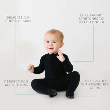 Posh Peanut Baby Boy Footie Pajamas - Soft Bamboo 2-Way Zipper