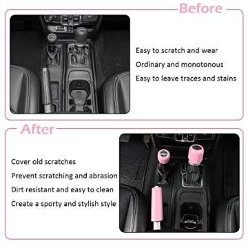 USSKYBOY Center Handbrake Brake Gear Shift 4WD Trim Cover Interior Accessories for 2018+ Jeep Wrangler JL JLU Sahara, Freedom, Rubicon, Unlimited for Jeep Gladiator JT (Pink)