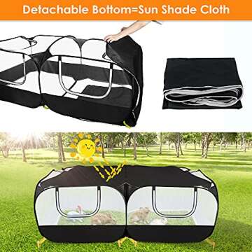 SlowTon Small Animals Playpen, Portable Large Chicken Run Coop with Detachable Bottom Breathable Tra...