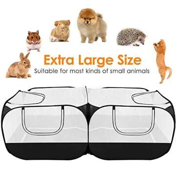 SlowTon Small Animals Playpen, Portable Large Chicken Run Coop with Detachable Bottom Breathable Transparent Mesh Walls, Foldable Pet Enclosure for Puppy Kitten Rabbits Indoor Outdoor