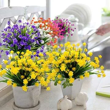 Grunyia UV Resistant Artificial Flowers for Outdoor Decor