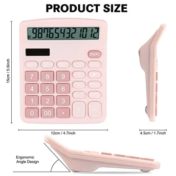 Envysun Pink Solar Battery Dual Power Desk Calculator