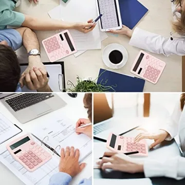 Envysun Pink Solar Battery Dual Power Desk Calculator