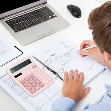 Envysun Pink Solar Battery Dual Power Desk Calculator