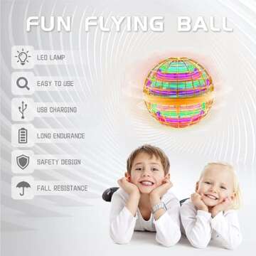 Flying Ball Toy Globe 360°Rotating Hand Controlled Flying Orb Ball Toys Magic Led Lights Controller...