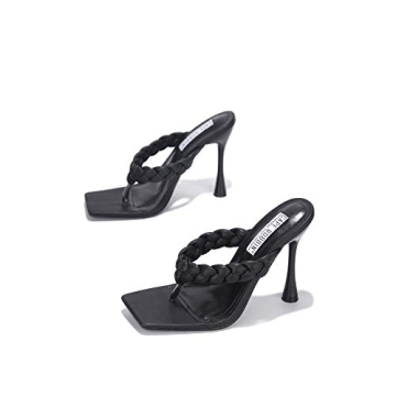 Cape Robbin Tibi Black High Heel Thong Mules for Women