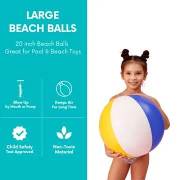 4E's Novelty Beach Balls 3 Pack Inflatable Rainbow Fun