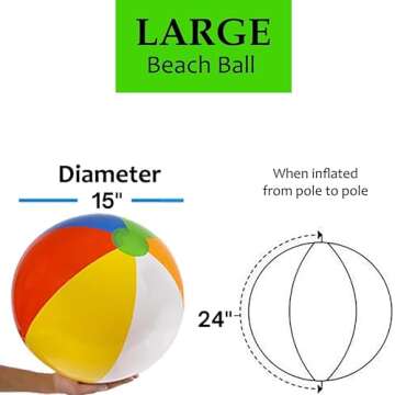 4E's Novelty Beach Balls [3 Pack] 24" Inflatable Beach Balls for Kids - Beach Toys for Kids & Toddlers, Pool Games, Pool Toy - Classic Rainbow Color