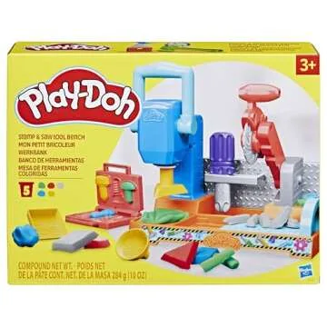Play-Doh Stamp & Saw Tool Bench Playset - Construction Fun for Kids 3+!