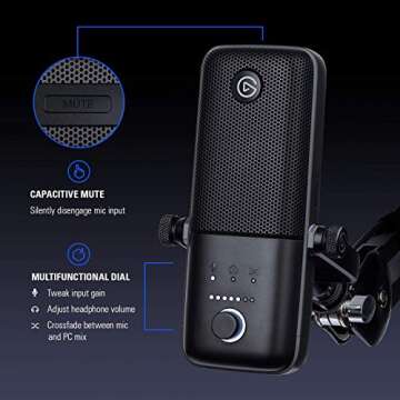 Elgato Wave:3 - USB Condenser Microphone and Digital Mixer for Streaming, Recording, Podcasting - Clipguard, Capacitive Mute, Plug & Play for PC/Mac (Renewed)