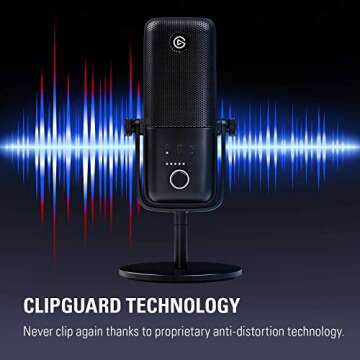 Elgato Wave:3 - USB Condenser Microphone and Digital Mixer for Streaming, Recording, Podcasting - Clipguard, Capacitive Mute, Plug & Play for PC/Mac (Renewed)