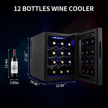Compact 12 Bottle Wine Cooler with Touch Screen Control