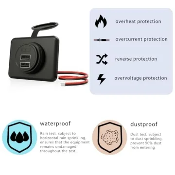 RV USB Outlet DAMAVO YM1236 Dual Port Charger for Cars