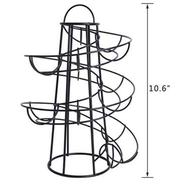 Vencer Deluxe Modern Spiraling Design Metal Freestanding Egg Skelter/Dispenser Rack (Black) VKO-001