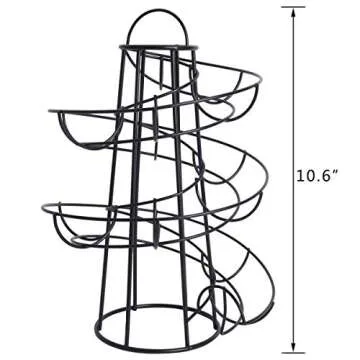 Vencer Deluxe Modern Spiraling Design Metal Freestanding Egg Skelter/Dispenser Rack (Black) VKO-001
