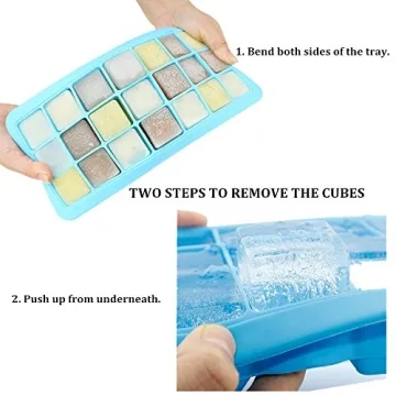 Mirenlife Silicone Ice Cube Trays with Lids, Set of 2