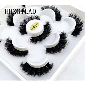 HBZGTLAD new 5 Pairs 25 mm 3d Mink Lashes Bulk Faux with Custom Natural Mink Lashes Pack Short Whole...