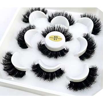 HBZGTLAD new 5 Pairs 25 mm 3d Mink Lashes Bulk Faux with Custom Natural Mink Lashes Pack Short Wholesales Natural False Eyelashes (9D-01)
