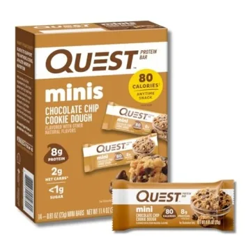 Quest Nutrition Mini Chocolate Chip Cookie Dough Protein Bars, 8g Protein, 1g Sugar, 2g Net Carbs, G...