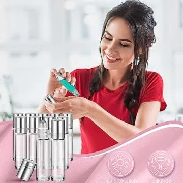 Sumind 150 Pcs Essential Oil Roller Bottles 10 ml Glass Empty Roll on Bottles with Stainless Steel Balls Leak Proof with 5 Funnel for Travel Essential Oil(Silver)