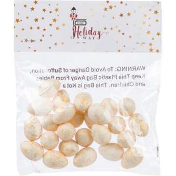 One Holiday Way Set of 25 Miniature 1.4-inch Marbled Gold Gilded Ivory White Easter Eggs – Elegant Decorative Golden Bowl, Vase or Basket Filler Springtime Decoration – Spring Home Decor Accent