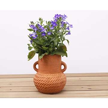 Terracotta Vases Sets, Farmhouse Decor, Ceramic Vases for Flower, Wide Mouth Vases for Decor, Rustic Home Decor Vases for Flowers, Living Room Decor, Table Decor, Shelf Decor, and Accessories (3)