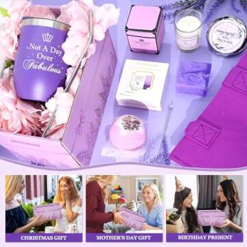 Birthday Gifts for Women, Gift Baskets for Women, Mom Birthday Gifts Anniversary Gift for Her Gifts for Girlfriend Older Daughter Friend Wife Teacher Gifts, Lavender Bath Spa Purple Gift Set for Women