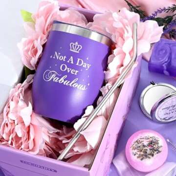 Birthday Gifts for Women, Gift Baskets for Women, Mom Birthday Gifts Anniversary Gift for Her Gifts for Girlfriend Older Daughter Friend Wife Teacher Gifts, Lavender Bath Spa Purple Gift Set for Women
