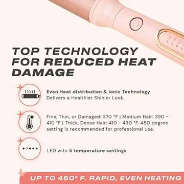 INH Hair Extra Long Curling Iron with Oval Tourmaline Ceramic Wand & Ionic Technology for Longer, Looser Barrel Curls with a Z-Formation | 8" Long with a Curling Iron Globe & 5 Heat Settings