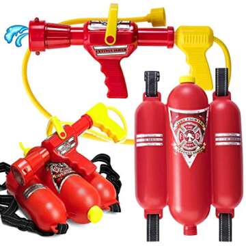 Prextex Fireman Backpack Water Guns | Big Watergun, Super Fast Water Blaster, Power Squirt Watergun, Water Soaker, Play Range Watergun | Outside Water Toys | Kids & Adults | Swimming Pool Party Favors