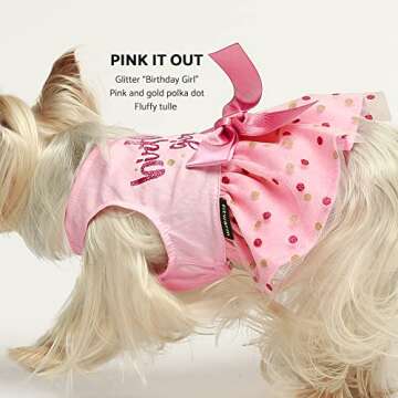 Fitwarm Birthday Girl Dress for Small Dogs - Pink Tulle Dress