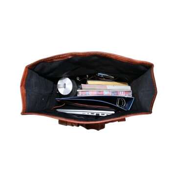 jaald 23" Brown Leather Backpack Vintage Rucksack Laptop Bag Large Travel Roll Top College Bookbag Comfortable Lightweight Travel Hiking/picnic For Men