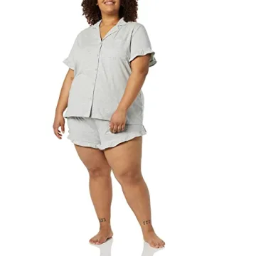Amazon Essentials Cotton Modal Ruffle Pajama Set for Women