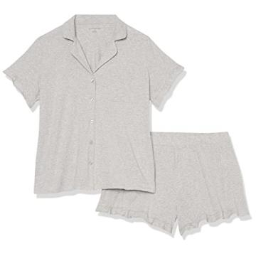 Amazon Essentials Cotton Modal Ruffle Pajama Set for Women