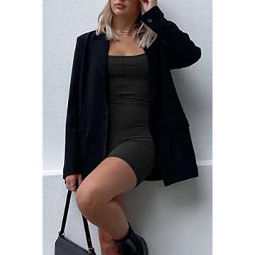 Trendy Queen Women's Black Unitard Bodysuit for 2024 Fashion