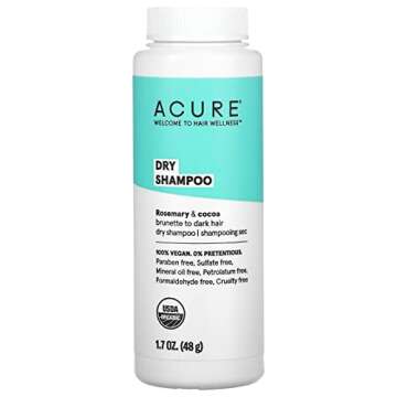 Acure Dry Shampoo - Brunette to Dark Hair - Powder Hair Care for Brunette - Refresh Treated Color Tinted Hair & Extend Cleansing with Cocoa & Rosemary Formula - 100% Vegan - 1.7 Oz (2 Pack)