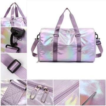 Yaopeing Gym Bag with Shoes Compartment,Sports Duffle Bag for Girls,Waterproof Travel Gym Tote Bags for Women,Purple