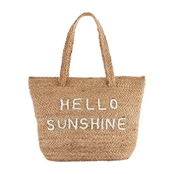 Mud Pie 43600012H Summer Jute Cooler Tote Hello Sunshine, 13" x 18 1/2"