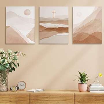 Mid Century Natural Mountain Prints Scripture Wall Decor Inspirational Bible Verse Psalm 23 Matthew ...