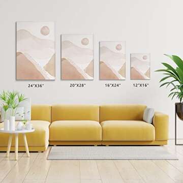 Mid Century Natural Mountain Prints Scripture Wall Decor Inspirational Bible Verse Psalm 23 Matthew 28:6 Canvas Prints Warm Boho Wall Art Christian Home Decor "Faith Can Move Mountains" 12"x16" Set 3