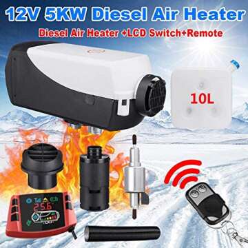 Diesel Heater 12V 5KW Diesel Air Heater with LCD Monitor,Remote Control,10L Tank Parking Heaters for Trucks,Boat,Touring Car,Bus