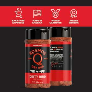 Kosmos Q Dirty Bird BBQ Rub - BBQ Rubs for Smoking & Grilling Chicken, Turkey & More - BBQ Seasoning Shaker for Juicy, Flavorful Meat (11 oz)