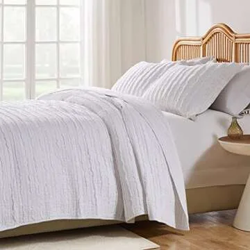 Greenland Home Ruffled Quilt Set - Queen Size White