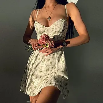 Women's Floral Mini Dress Bohemian Spaghetti Strap Summer
