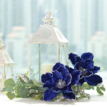 Elegant Blue Velvet Magnolia Flowers for Christmas Decor