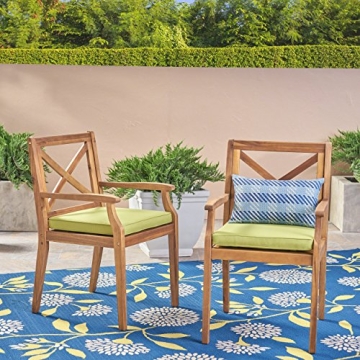Stylish Acacia Wood Outdoor Dining Chair Set of 2